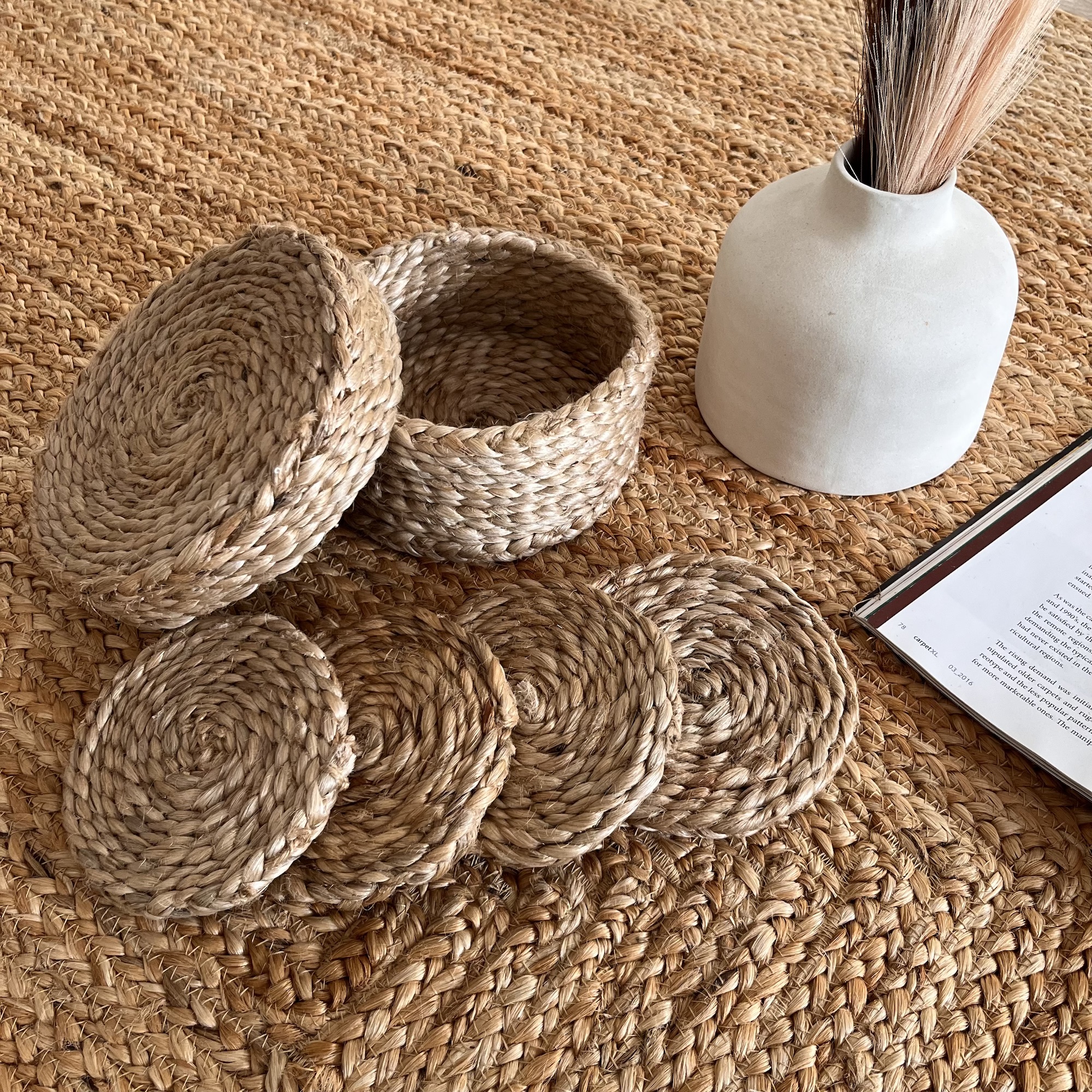 Home Goods Freeleaf  Abundance Coasters Set Jute ⋆ Purpojewelry